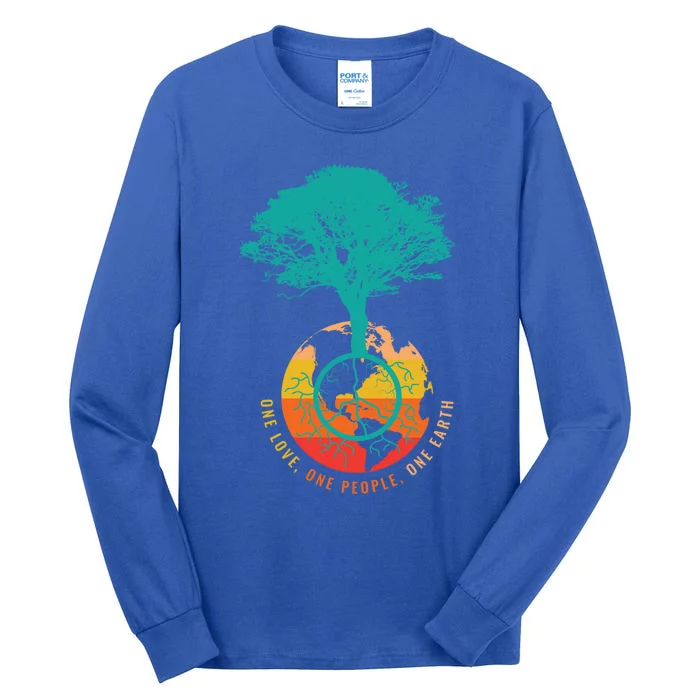 World Peace Earth Day Tree Love People 60s 70s Hippie Retro Cool Gift Tall Long Sleeve T-Shirt