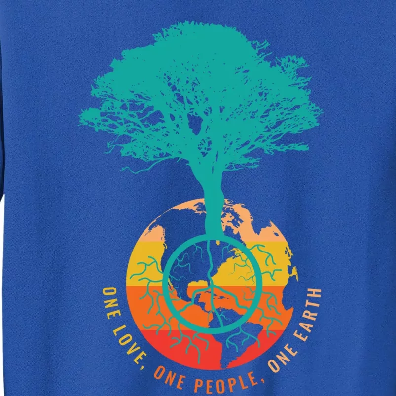 World Peace Earth Day Tree Love People 60s 70s Hippie Retro Cool Gift Tall Sweatshirt