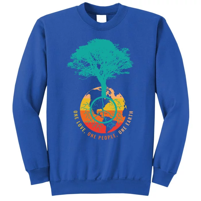 World Peace Earth Day Tree Love People 60s 70s Hippie Retro Cool Gift Tall Sweatshirt