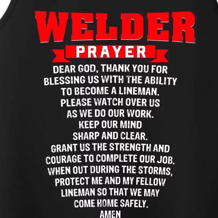 Welder Prayer Funny Christian Welding Grandpa Dad Husband Performance Tank