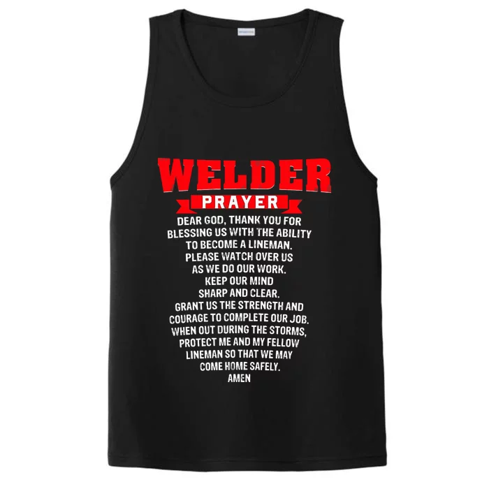 Welder Prayer Funny Christian Welding Grandpa Dad Husband Performance Tank