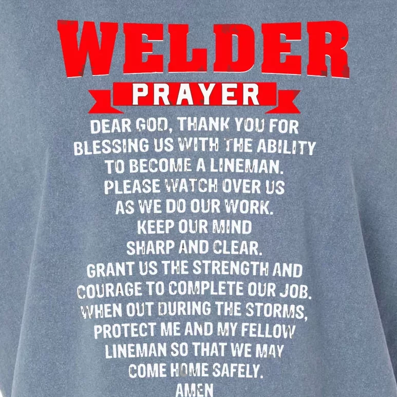 Welder Prayer Funny Christian Welding Grandpa Dad Husband Garment-Dyed Women's Muscle Tee