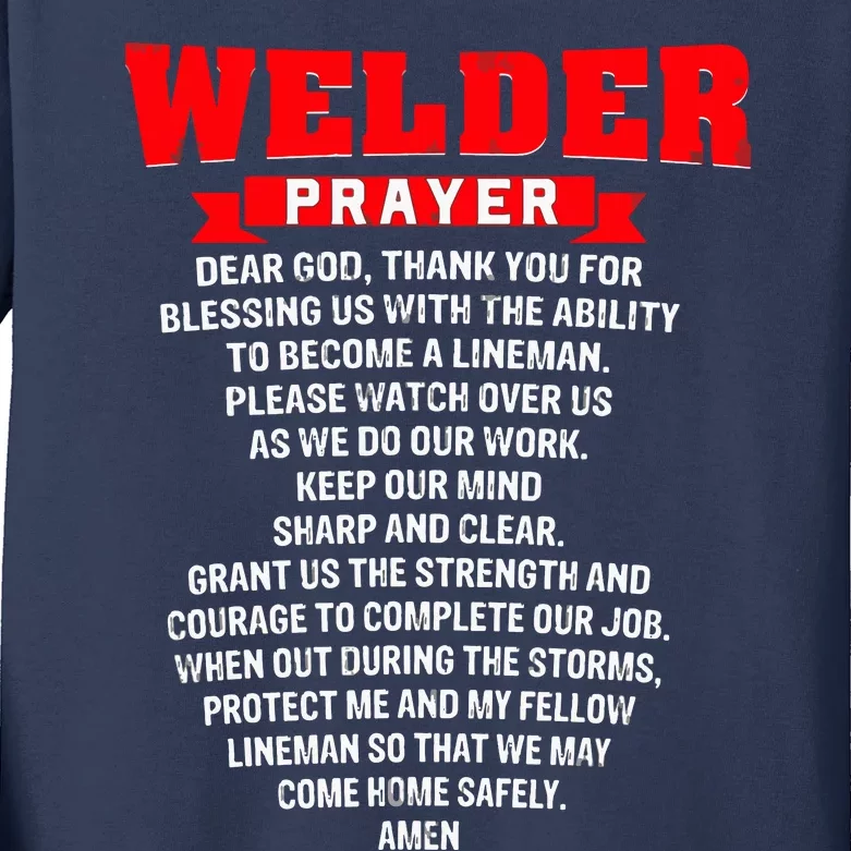 Welder Prayer Funny Christian Welding Grandpa Dad Husband Kids Long Sleeve Shirt