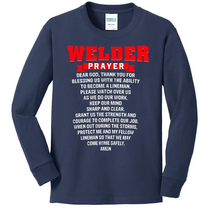 Welder Prayer Funny Christian Welding Grandpa Dad Husband Kids Long Sleeve Shirt