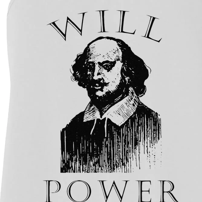 Will Power Funny William Shakespeare Book Librarian Women's Racerback Tank