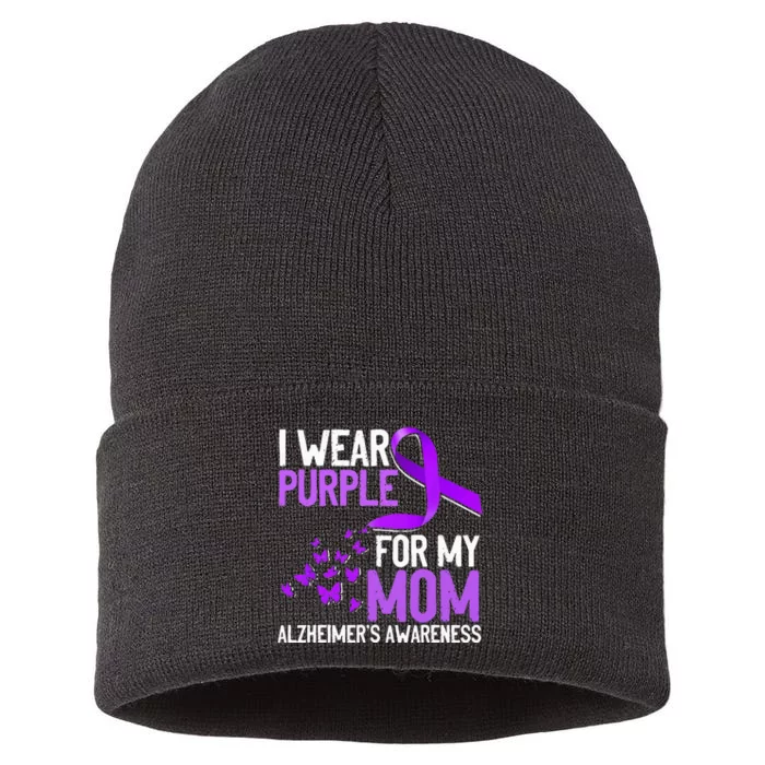 Wear Purple For My Mom Alzheimer´s Awareness Sustainable Knit Beanie