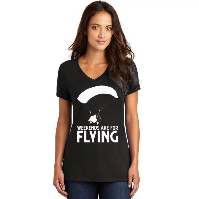 Weekends PPC Flying Powered Parachute Women's V-Neck T-Shirt