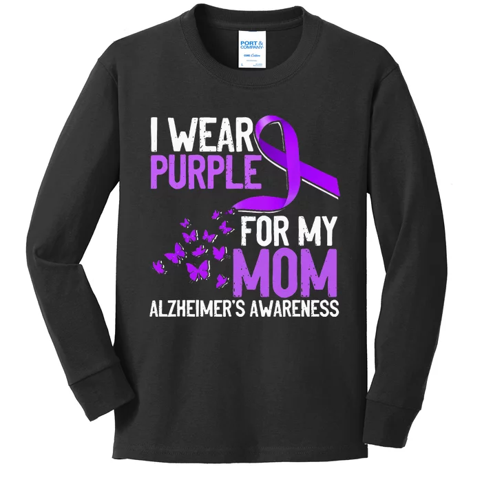 Wear Purple For My Mom Alzheimer´s Awareness Kids Long Sleeve Shirt