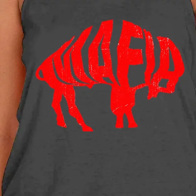 Wny Pride Faded Red Buffalo Women's Knotted Racerback Tank