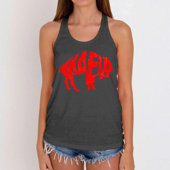 Wny Pride Faded Red Buffalo Women's Knotted Racerback Tank