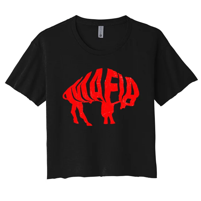 Wny Pride Faded Red Buffalo Women's Crop Top Tee