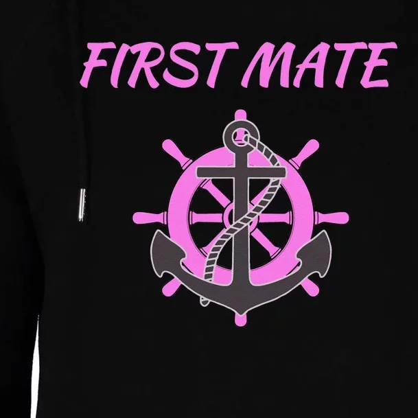 Womens Pink First Mate Boat Anchor Nautical Womens Funnel Neck Pullover Hood