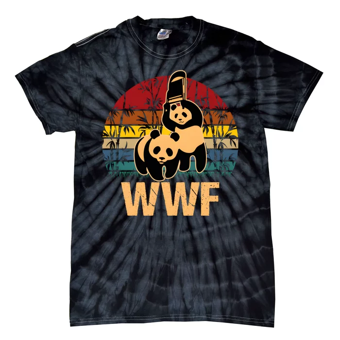 Wrestling Pandas Funny Panda Save The Panda Tie-Dye T-Shirt