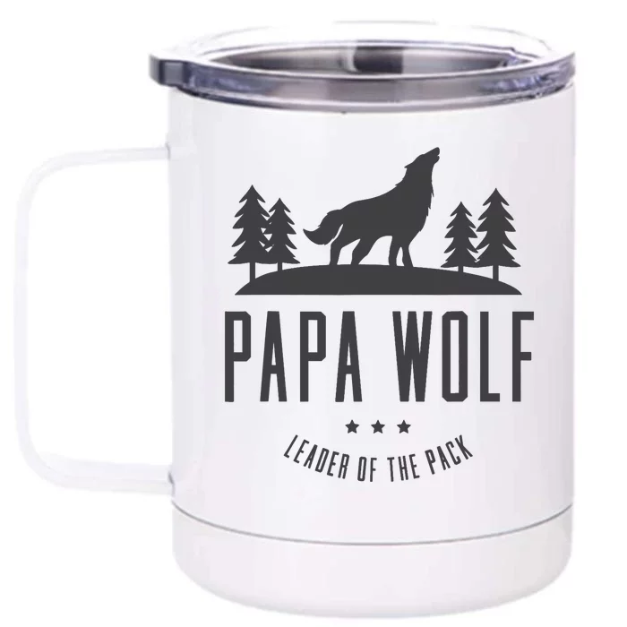 Wolf Pack Family - Dad Papa Wolf Front & Back 12oz Stainless Steel Tumbler Cup