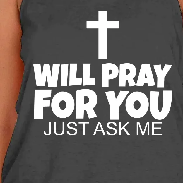 Will Pray For You Just Ask Me Christian Healing Women's Knotted Racerback Tank