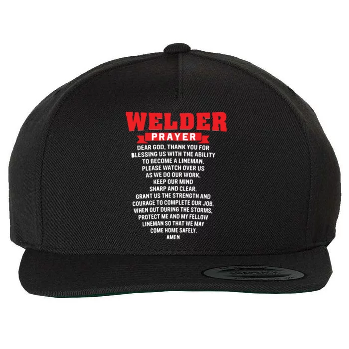 Welder Prayer Funny Christian Welding Grandpa Dad Husband Wool Snapback Cap