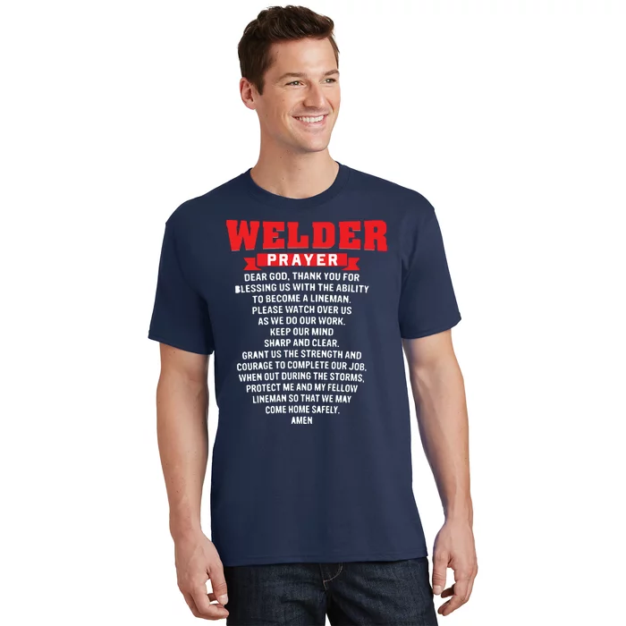 Welder Prayer Funny Christian Welding Grandpa Dad Husband T-Shirt