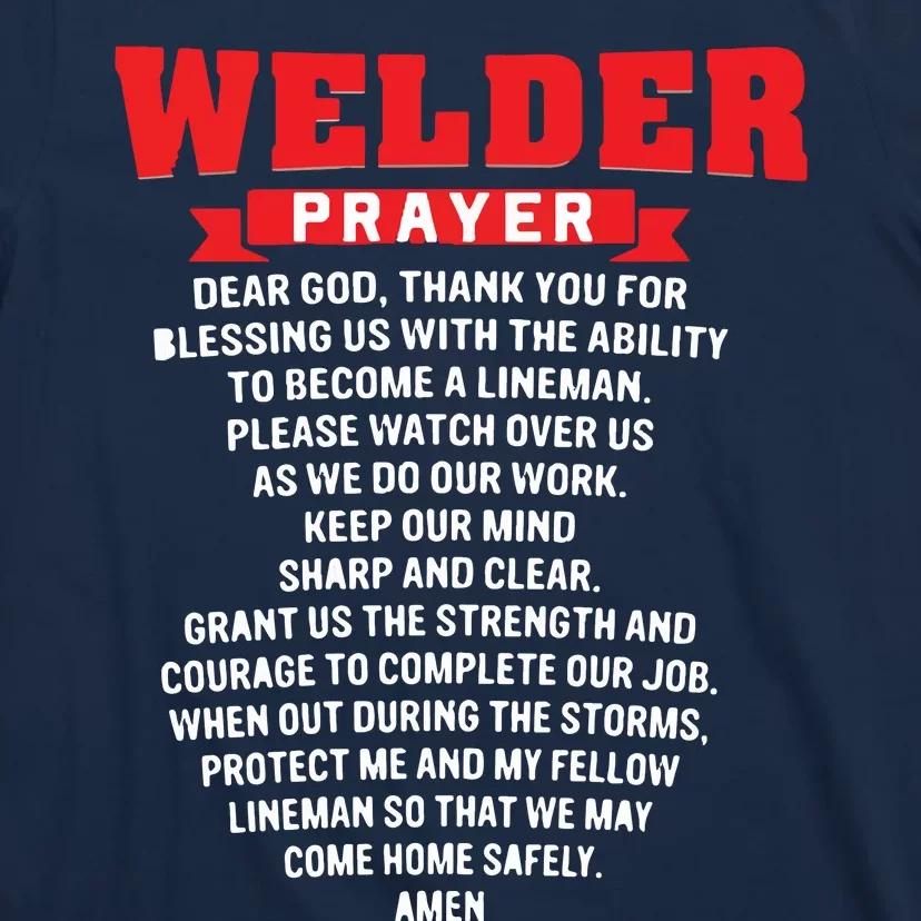 Welder Prayer Funny Christian Welding Grandpa Dad Husband T-Shirt