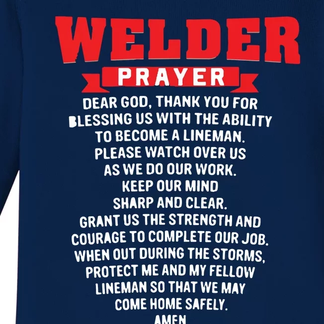 Welder Prayer Funny Christian Welding Grandpa Dad Husband Baby Long Sleeve Bodysuit