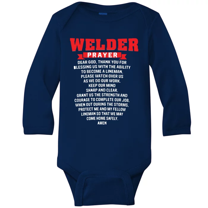 Welder Prayer Funny Christian Welding Grandpa Dad Husband Baby Long Sleeve Bodysuit