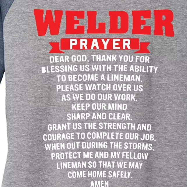 Welder Prayer Funny Christian Welding Grandpa Dad Husband Women's Tri-Blend 3/4-Sleeve Raglan Shirt