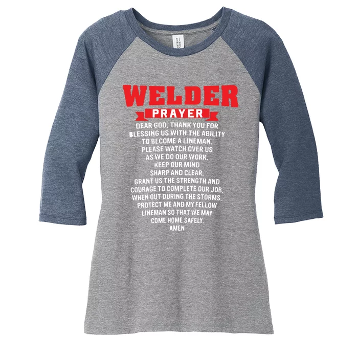 Welder Prayer Funny Christian Welding Grandpa Dad Husband Women's Tri-Blend 3/4-Sleeve Raglan Shirt