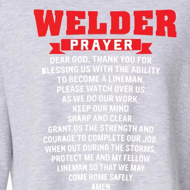 Welder Prayer Funny Christian Welding Grandpa Dad Husband Cropped Pullover Crew