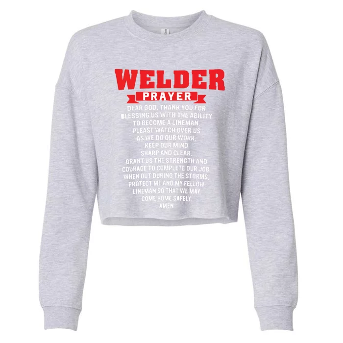 Welder Prayer Funny Christian Welding Grandpa Dad Husband Cropped Pullover Crew