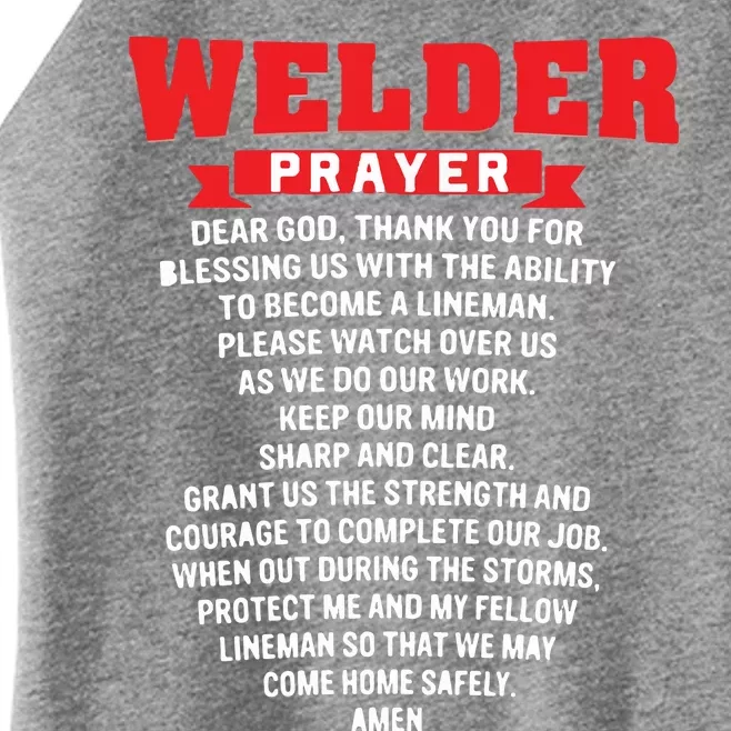 Welder Prayer Funny Christian Welding Grandpa Dad Husband Women’s Perfect Tri Rocker Tank