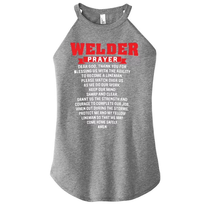 Welder Prayer Funny Christian Welding Grandpa Dad Husband Women’s Perfect Tri Rocker Tank