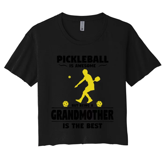 Wo Pickleball For Proud Grandmothers Grandma Pickleball Women's Crop Top Tee