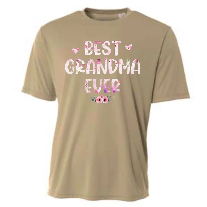 Women's Pink Flower Floral Best Grandma Ever Mother's Day Cooling Performance Crew T-Shirt