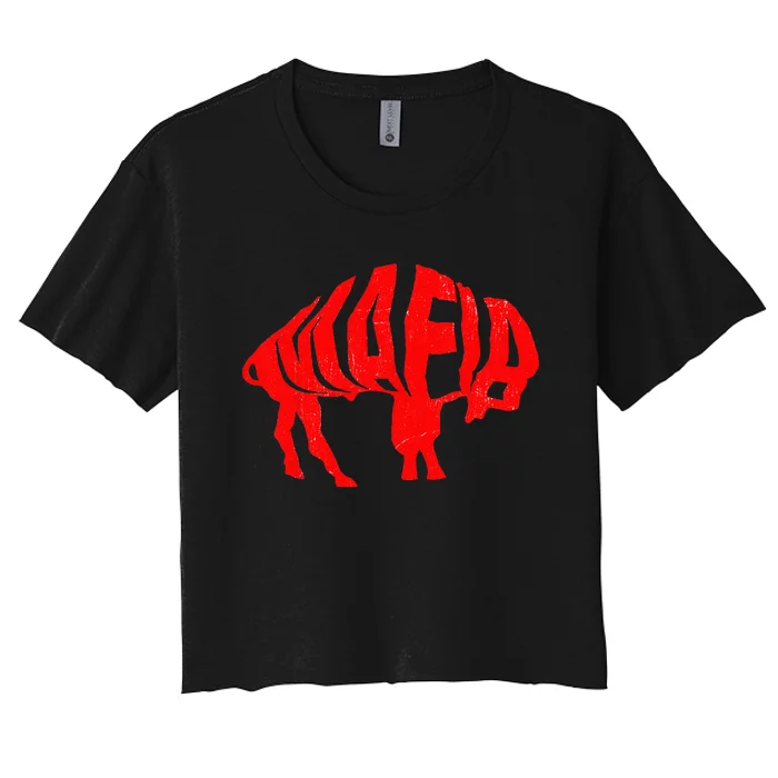 WNY Pride Faded Red Buffalo Women's Crop Top Tee