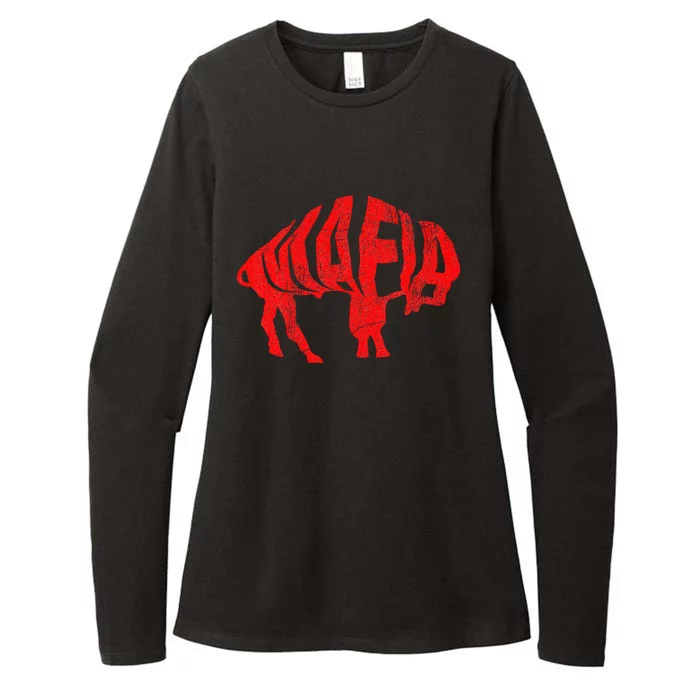 Wny Pride Faded Red Buffalo Womens CVC Long Sleeve Shirt