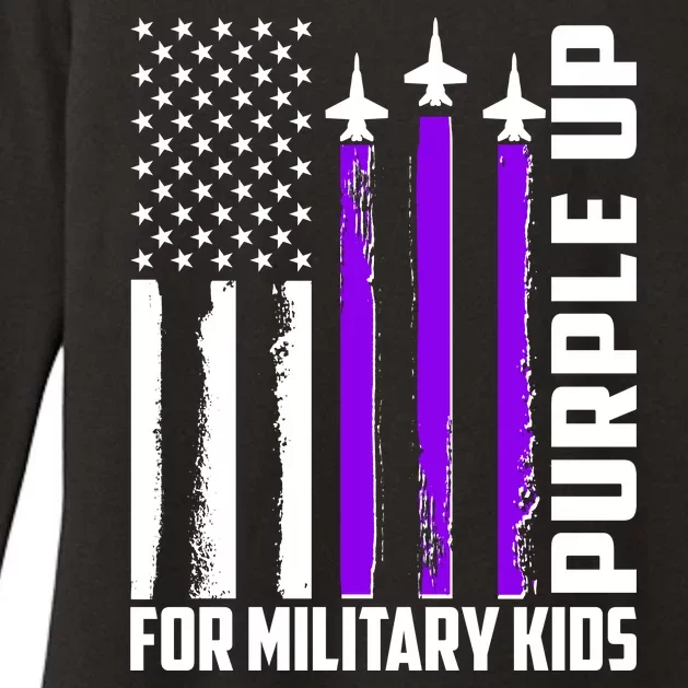 Wear Purple For Military Family Kids USA Flag Womens CVC Long Sleeve Shirt