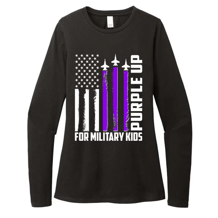 Wear Purple For Military Family Kids USA Flag Womens CVC Long Sleeve Shirt