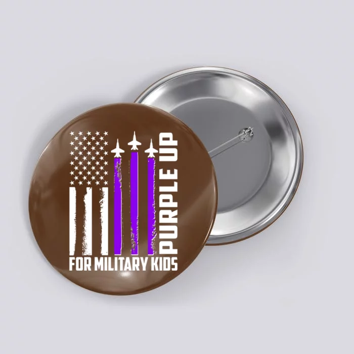 Wear Purple For Military Family Kids USA Flag Button