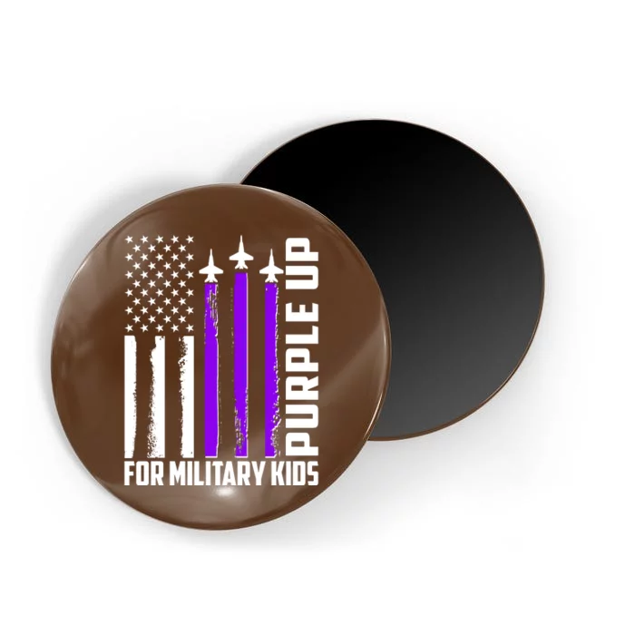 Wear Purple For Military Family Kids USA Flag Magnet