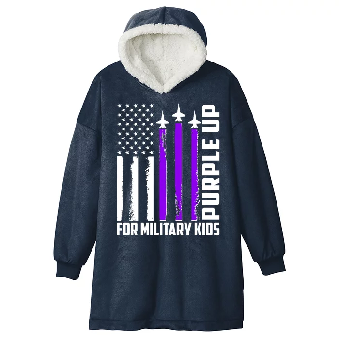 Wear Purple For Military Family Kids USA Flag Hooded Wearable Blanket