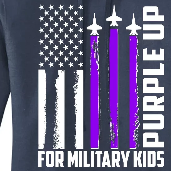 Wear Purple For Military Family Kids USA Flag Women's Pullover Hoodie