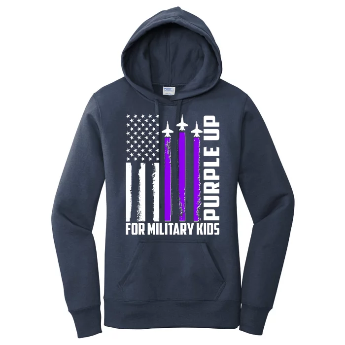 Wear Purple For Military Family Kids USA Flag Women's Pullover Hoodie