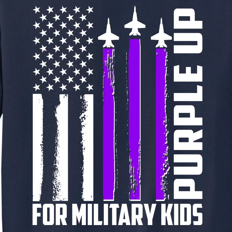 Wear Purple For Military Family Kids USA Flag Tall Sweatshirt