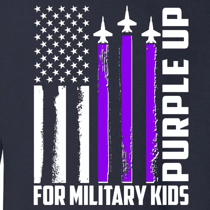 Wear Purple For Military Family Kids USA Flag Toddler Sweatshirt