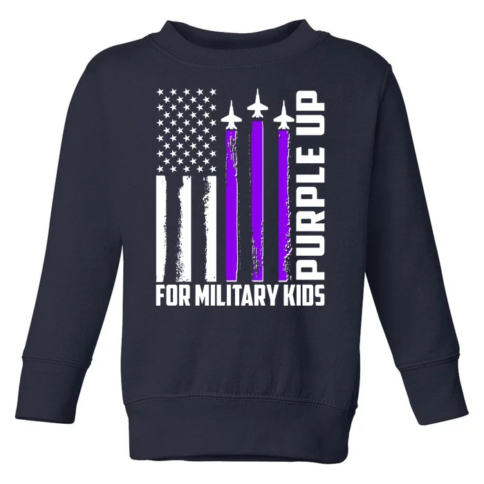 Wear Purple For Military Family Kids USA Flag Toddler Sweatshirt