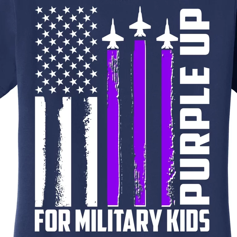 Wear Purple For Military Family Kids USA Flag Women's T-Shirt