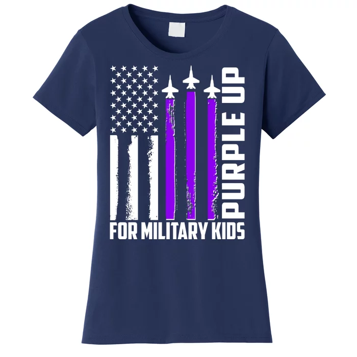 Wear Purple For Military Family Kids USA Flag Women's T-Shirt