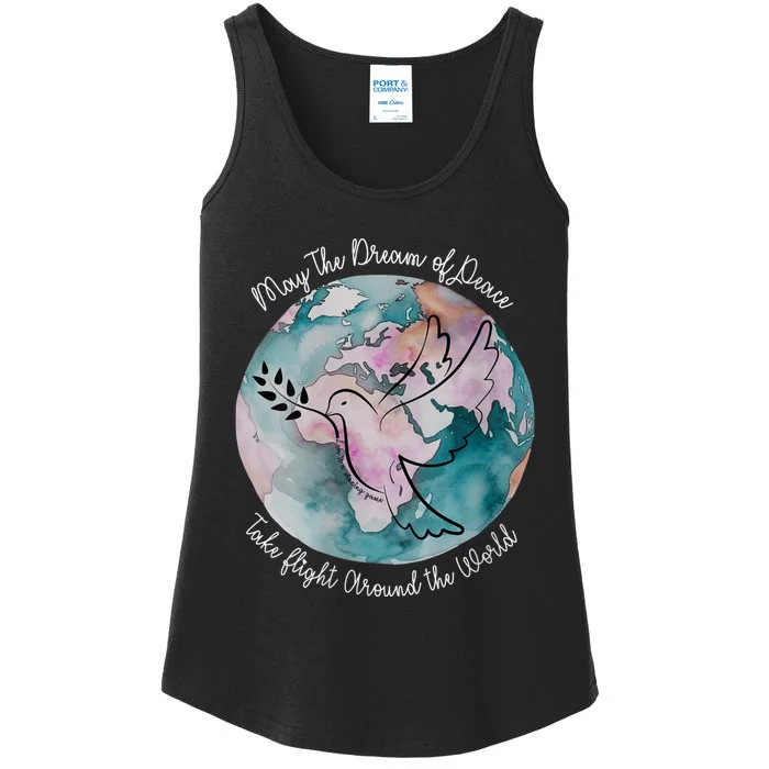 World Peace Gift Peace And Love Dove May Peace Take Flight Ladies Essential Tank