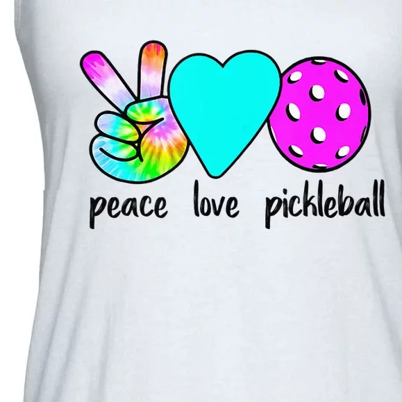 Womans Pickleballer Gift Peace Love Pickleball Tie Dye Ladies Essential Flowy Tank