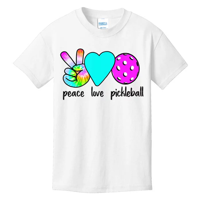 Womans Pickleballer Gift Peace Love Pickleball Tie Dye Kids T-Shirt