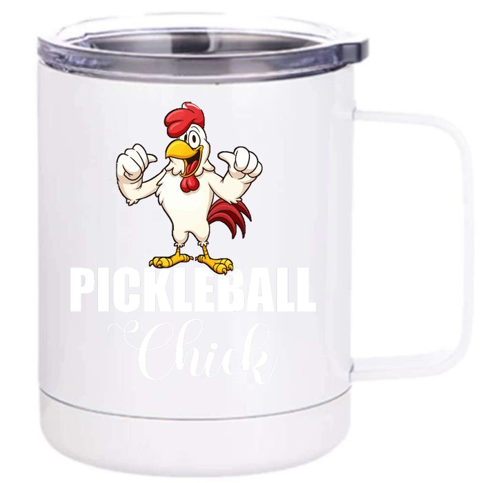 Womens Pickleball Gift Pickle Ball Chick Player Front & Back 12oz Stainless Steel Tumbler Cup